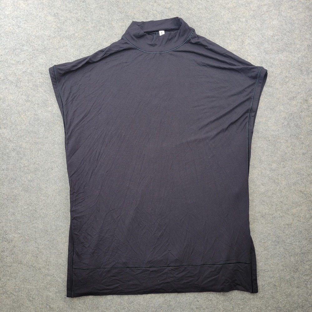 Athleta‎ Womens Black Modal Blend Mock Neck Sleeveless Tunic Top Size L